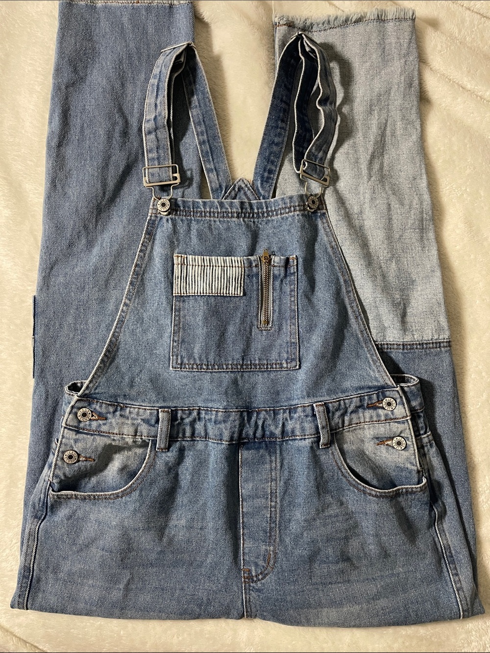 POL Patchwork Denim Straight Leg Women's Overalls